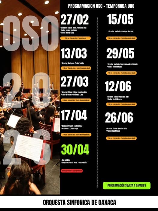 Imagen de Concierto de la Orquesta Sinfónica de Oaxaca 2026 | 15 de mayo